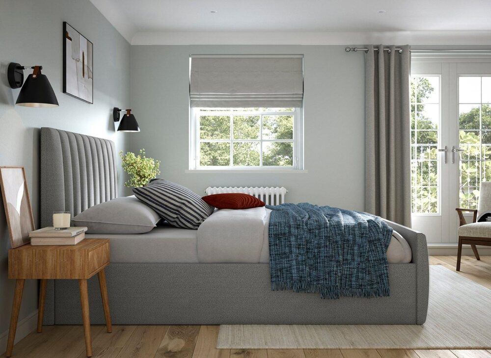Davies Upholstered Ottoman Bed Frame Grey - Grey and blue bedroom ideas