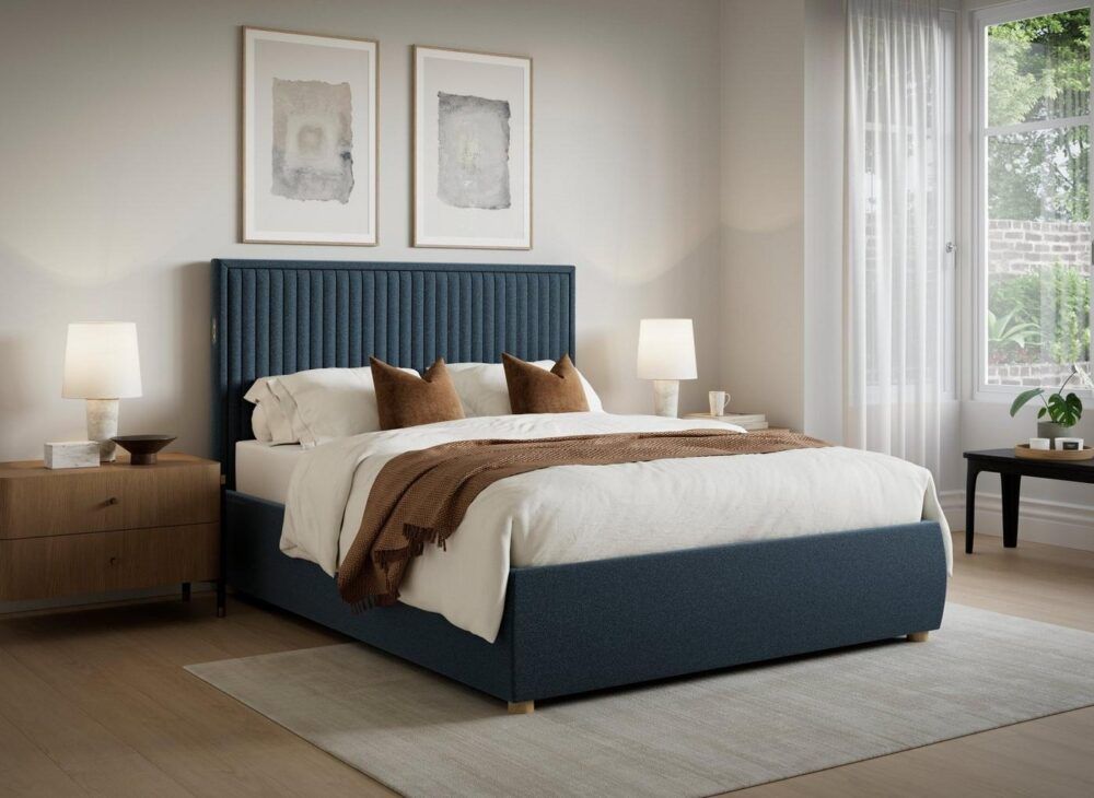 Duxford Upholstered Electric Bed in Navy