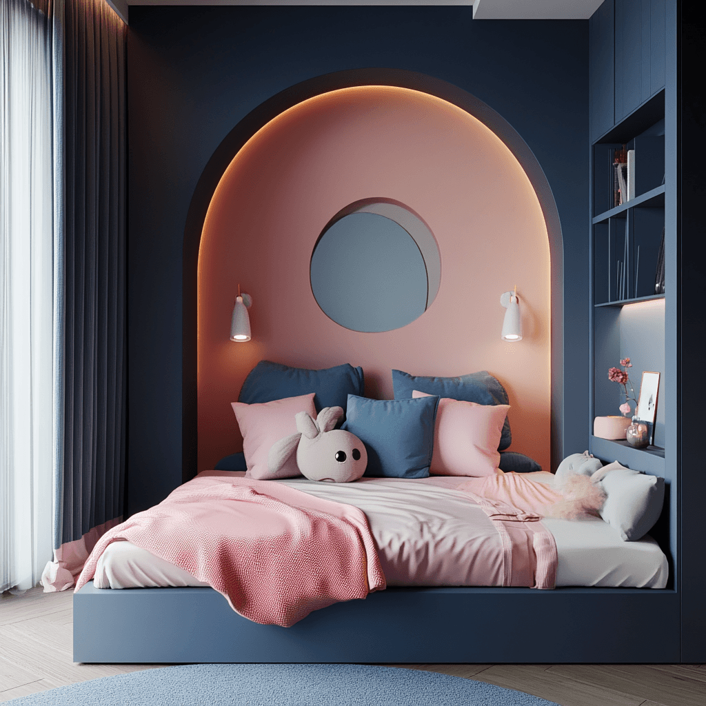 Midjourney AI image of a small bedroom layout with a cosy alcove